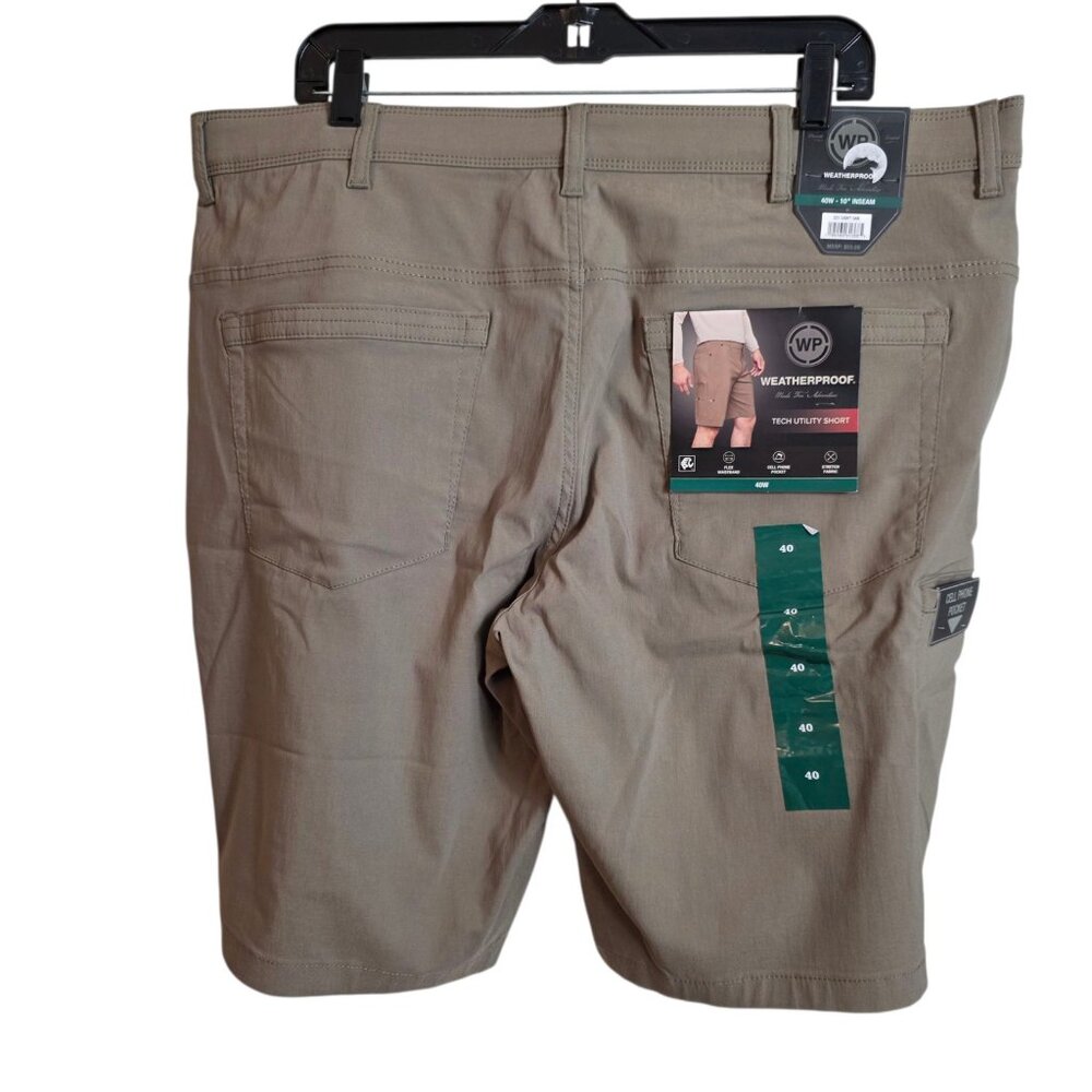 🛑SOLD🛑Weatherproof Tech Utility Shorts Mens 40 Light Oak Stretch Pocket Hiking - Picture 3 of 16